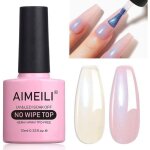 Brillant perle top coat vernis  ongles gel semi permanent blanc nacr glitter finish no wipe top coat ...
