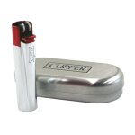 Briquet clipper métal silver & red - rechargeable Étui clipper Briquet clipper métal silver & red - rechargeable Étui clipper