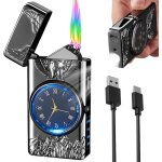 Briquet lectrique plasma : rechargeable par usb briquet  arc lectrique avec horloge et fonction dclairage ...