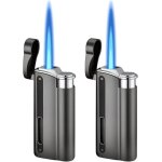 Briquet tempte jet flamme rechargeable: 2 pices briquet jet avec fentre visible briquet gaz briquet ...