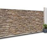 Brise vue occultant 18 x 10 m motif pierre marron 160 gr / m