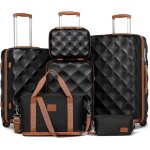British traveller set de 6 valises cabine (30 / 53 / 61 / 73cm) + vanity case rigide + pliable sac de ...