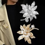 Broche strass fleur broche cristal flocon de neige broche pour femme paquet de 2 (2 pices) lgant design ...