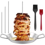 Brochettes de barbecue sur pied en acier inoxydable 105 pouces avec 3 embouts amovibles et 2 brosses ...