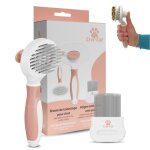 Brosse autonettoyante pour chat pour poils avec peigne anti - puces Brosse autonettoyante pour chat pour poils avec peigne anti - puces