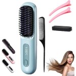 Brosse chauffante pour cheveux courtspeigne sans fil rechargeable 2 en 1 pour lisser et boucler 3 r�glages ...