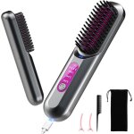 Brosse lissante pour cheveux sans fil brosse chauffante portable 3 temprature peigne de coiffage lisseur ...