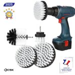Brosses de nettoyage pour perceuse bcsk lot 4 pices  poils souples multi - surfaces carrelage tapis ...