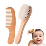 Brosse / peigne b�b� - 1 ensemble bois poils ch�vre naturel - convient pour nouveau - n�s tout - petits ...