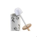 Brosse de salle de wc - dkd home decor - mtal et grs - blanc - design oriental - 10x10x385cm