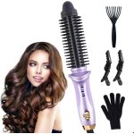 Brosse thermique 2 en 1 - lisseur et boucleur brosse ronde chauffante chauffage rapide en 30s 2 tempratures ...