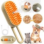 Brosse vapeur 3 en 1 pour chats et chiens avec spray de toilettage et de massage orange peigne
