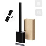 Brosse wc en silicone - brosse wc brevete - noir - brosse wc et porte - brosse wc avec montage mural ...