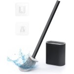 Brosse wc en silicone design mural et sur pied hyginique et durable coloris noir lgant