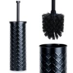 Brosse wc - vilde - mtal noir - avec support - design classique - 38x10 cm