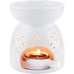 Brleur dhuiles essentielles  cire fondante blanc - motif floral brleur darmes en cramique chauffe ...