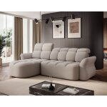 Brume - canapé dangle gauche 4 places convertible électrique avec coffre et têtières réglables en tissu ... Brume - canapé dangle gauche 4 places convertible électrique avec coffre et têtières réglables en tissu ...
