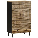 Brun armoire haut / vitrine haut - armoire console meuble de rangement 60 x 335 x 100cm - bois de manguier ...