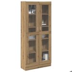 Brun armoire haut / vitrine haut - armoire console meuble de rangement ch�ne artisanal 825 x 305 x 185cm ...