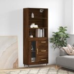 Brun armoire haut / vitrine haut - armoire console meuble de rangement ch�ne marron 695 x 34 x 180cm ...