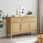 Brun buffet de rangement - solomoon - commode salon - floro marron cire 114x43x74 cm - bois massif de ...