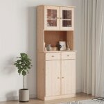 Brun buffet de rangement - vitrine bahut - armoire console pour cuisine alta 77 x 35 x 188cm - bois massif ...