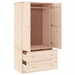 Brun garde - robe jills armoire penderie pour chambre alta 90x55x170 cm bois massif de pin lv1509