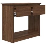 Brun table console - clarence - meuble couloir - avec tiroirs - ch�ne marron 855x385x745 cm - cc1053