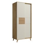 Bruno armoire penderie 2 portes 87x193 cm en bois clair design intemporel blanc