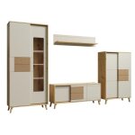 Bruno ensemble de meubles de salon vitrine vaisselier meuble tv Étagère en bois blanc Bruno ensemble de meubles de salon vitrine vaisselier meuble tv Étagère en bois blanc