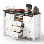 Buffet 120 x 40 x 80 cm rangement avec portes coulissantes et 3 tiroirs mdf blanc pour cuisine et salon ...