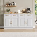 Buffet de 140 cm avec espace de rangement meuble bar � caf� avec 4 tiroirs et 4 portes battantes long ...