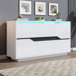 Buffet 140cm 3 portes à fermeture douce enfilade design Éclairage dambiance led Buffet 140cm 3 portes à fermeture douce enfilade design Éclairage dambiance led