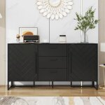 Buffet avec 2 portes 1 meuble et 3 tiroirs pour salle  manger cuisine et salon - noir