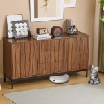 Buffet - 2 portes 3 tiroirs - moderne - rangement - buffet bahut de salon - buffet bas brun - 150x40x80 ... Buffet - 2 portes 3 tiroirs - moderne - rangement - buffet bahut de salon - buffet bas brun - 150x40x80 ...