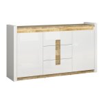 Buffet 2 portes 3 tiroirs petits - meubles - helios - 172 x 41 x 965cm - blanc et bois