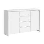 Buffet 2 portes 4 tiroirs petits - meubles - soren - 1435 x 405 x 92cm - blanc mat