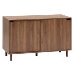 Buffet 2 portes coulissantes coloris effet bois foncé - longueur 120 x profondeur 40 x hauteur 72 cm Buffet 2 portes coulissantes coloris effet bois foncé - longueur 120 x profondeur 40 x hauteur 72 cm