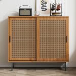 Buffet 2 portes coulissantes style cottage �tag�res r�glables 100�90�37 cm