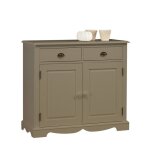 Buffet 2 portes 2 tiroirs gris taupe 2 niches style anglais l 101 h 90 p 42 cm - l 101 x l 42 x h 90 ...