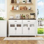 Buffet avec 2 tiroirs et 4 portes buffet avec rangement armoire de cuisine style campagne bahut de salon ...