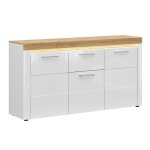 Buffet 3 portes 1 tiroir petits - meubles - nara - 170 x 42 x 90cm - blanc et bois Buffet 3 portes 1 tiroir petits - meubles - nara - 170 x 42 x 90cm - blanc et bois