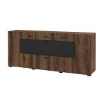 Buffet 3 portes 2 tiroirs petits - meubles - akram - 165 x 39 x 71cm - bois wengé et noir Buffet 3 portes 2 tiroirs petits - meubles - akram - 165 x 39 x 71cm - bois wengé et noir