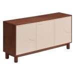 Buffet 3 portes et 6 �tag�res coloris effet noyer / beige - longueur 150 x profondeur 40 x hauteur 755 ...