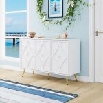 Buffet 3 portes blanc motif 3d moderne avec pieds or 120x40x80 cm rangement salon couloir chambre meuble ... Buffet 3 portes blanc motif 3d moderne avec pieds or 120x40x80 cm rangement salon couloir chambre meuble ...