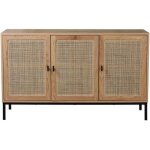 Calicosy - buffet 3 portes cannage rotin l120 cm - jaya - bois clair