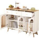 Buffet 3 tiroirs et 3 portes incurves avec large armoire en verre tremp pour tables buffet dans cuisines ...