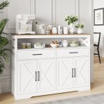 Buffet moderne - 4 portes 2 tiroirs - buffet de salon - 140x40x105 cm - buffet de cuisine - bahut blanc ...
