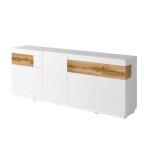 Buffet 4 portes 2 tiroirs petits - meubles - andrea - 219 x 40 x 85cm - blanc et bois Buffet 4 portes 2 tiroirs petits - meubles - andrea - 219 x 40 x 85cm - blanc et bois