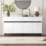 Buffet 4 portes blanc laqué brillant - bahut commode avec 4 tiroirs - l 160 x l 40 x h 68 Buffet 4 portes blanc laqué brillant - bahut commode avec 4 tiroirs - l 160 x l 40 x h 68